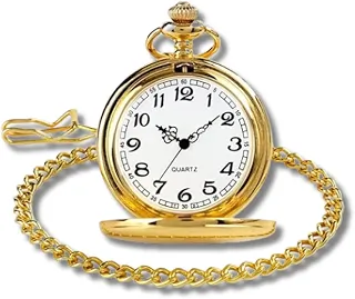 Relógio De Bolso Com Corrente Antigo Vintage Dourado Liso