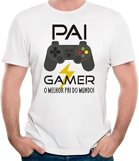 Camiseta o melhor pai do mundo pai gamer camisa divertida Cor:Branco;Tamanho:G