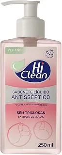 Hi Clean Sabonete Líquido Antisséptico Para Corpo E Mãos Vegano Sem Triclosan 94% Vegetal E Mineral Extrato De Rosas 250Ml