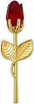 Rosa Artificial de Vidro Decorativa 9cm com Haste Metálica Dourada e Caixa para Presente | Flor Eterna Decorativa para Dia dos Namorados, Mães, Casamento e Decoração