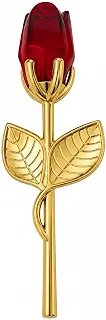 Rosa Artificial de Vidro Decorativa 9cm com Haste Metálica Dourada e Caixa para Presente | Flor Eterna Decorativa para Dia dos Namorados, Mães, Casamento e Decoração