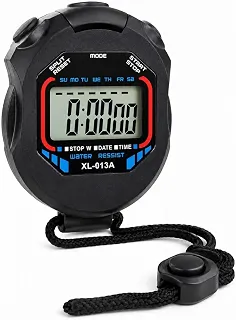 Cronômetro Digital Profissional de Mão com Alta Precisão 1/100s | Display Grande | Relógio, Data, Alarme e Formato 12h/24h | Ideal para Corrida, Treinos, Esportes, Arbitragem e Competições Premium