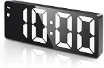 (Versão atualizada) Relógio despertador digital, Relógio LED para quarto, Relógio eletrônico de mesa com visor de temperatura, brilho ajustável, controle de voz, visor 12/24H para casa, dormitório, escritório