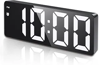 (Versão atualizada) Relógio despertador digital, Relógio LED para quarto, Relógio eletrônico de mesa com visor de temperatura, brilho ajustável, controle de voz, visor 12/24H para casa, dormitório, escritório