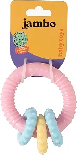 JAMBO PET | Brinquedo Mordedor Para Pets | Baby Argola | Ideal Para Cães Filhotes | Colorido Em Tons Pastel | Material Resistente E Atóxico | Feito em Borracha