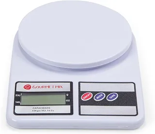 Gourmet Mix Balança de Cozinha Digital de Precisão até 10Kg Compacta em Polipropileno para Receitas Doces e Salgadas, Artesanato, Delivery e Laboratórios