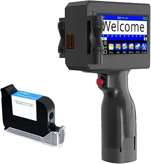 Impressora Jato de Tinta Portátil com Cartucho de Tinta Incluso, Tela Touch 4,3', Resolução até 600DPI, Velocidade 40m/min, Bivolt 127/220V Bateria 2000mAh, Imprime Texto, Data, Logo, Código de Barras