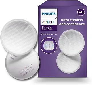 Absorventes Descartáveis para Seios Philips Avent | Ultra Absorção, Antivazamento e Toque Suave para Amamentação, 24 Unidades - SCF254/24