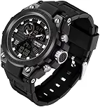 Relógio Digital e Analógico Tático Estilo Militar Esportivo Resistente Shock I Relógio de Pulso Masculino Resistente à água com LED Noturno com Cronômetro (Todo Preto)
