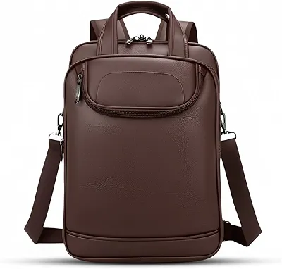 Mochila Couro Reforçada Executiva Grande Mochila para Notebook Trabalho Viagem Escola com Cabo de Aço Impermeável