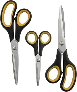 Kit 3 Tesouras Multiuso Profissional Aço Inox – Corte de Alta Precisão e Cabo Ergonômico – Conjunto Versátil (14cm, 20cm, 22cm) para Cozinha, Costura, Escritório e Artesanato