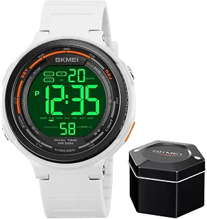 Relógio Masculino Sk 1841 Á Prova D'água 50m Digital Shock Esportivo Branco