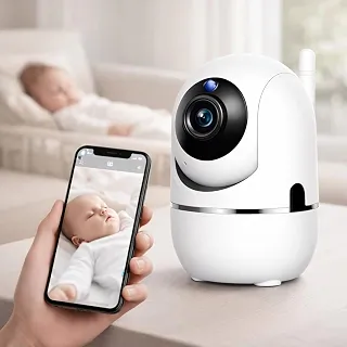 Câmera Smart Segurança Baba Eletrônica Ip WiFi Giratória Panorâmica Visão Noturna Detecção Movimento Microfone Antena Full HD Vigilância Ambiente Interno Externos Monitoramento Inteligente Bebês Pets