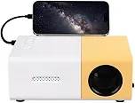 Mini projetor portátil, projetor de telefone com fio 1080p para casa, quarto, acampamento, ao ar livre, filme, alimentado por USB (amarelo)