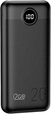 I2GO, Carregador Portátil (Power Bank) Ultra Rápido 20000mAh, Power Delivery 20W, 2 Saídas USB + 1 Saída/Entrada USB-C, Preto, i2GO PRO