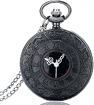 Relógio De Bolso Steampunk Preto Corrente Antigo Original Relíquia Vintage Retro