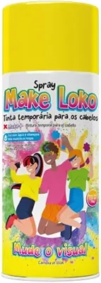 Spray Tinta Temporária para Cabelo 120ml Azul Vermelho Verde Amarelo Laranja Violeta Fantasia Festa Cosplay Carnaval Facil de aplicar e remover (Amarelo)