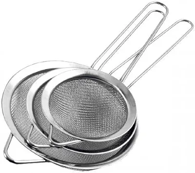 Kit 3 Peneiras em Inox para Coar Sucos e Líquidos