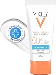 Vichy Capital Soleil HydraMatte Protetor Solar Facial com Efeito Matte por 12h, Alta Proteção FPS 50, Toque Seco e Controle de Brilho, Sem Cor, 30g