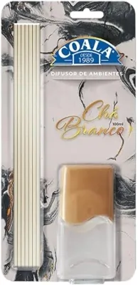 Difusor de Aromas Chá Branco Coala 100ml Com Varetas Ambiente Sala Quarto Banheiro Escritório Perfumador Decorativo Essência Floral Cítrico Duradouro