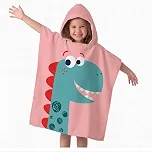 Roupão Infantil Poncho com Capuz Toalha para Piscina Praia Menino Menina Sereia Princeza Dinossauro (Dino)