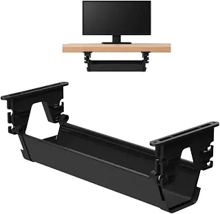 Organizador de Fios e Cabos 55cm Suporte Ajustável para Mesa para Filtro de Linha Tomadas Ajustável Plástico ABS Passador Canaleta Discreto Para Home Office Setup Gamer Bagunça SUpra Supply (Preto)