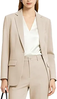Conjunto de terno feminino de 2 peças, formal, negócios, caimento justo