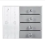 Porta Joias em Acrílico com 4 Gavetas Transparente, Organizador/Expositor de Bijuterias com Divisórias para Anéis, Brincos, Colares e Pulseiras (Cinza)