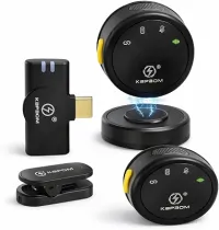 Microfone de Lapela Sem Fio Tipo C com Bluetooth Duplo com 2 Microfones com Cancelamento de Ruído Áudio Profissional para Celular compativel Android Iphone para Gravar Vídeos Lives e Entrevistas