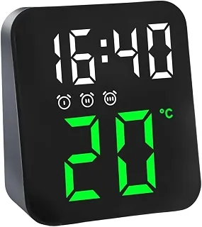 Relógio Digital - Ideal para Mesa e Parede - Display de Led com Luz Noturna, Exibe Temperatura, Função de Despertador, Carregável via USB ou Pilha
