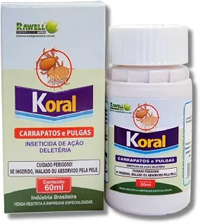 Remedio para Carrapato e Pulga Koral 60ml Sem Cheiro e Cor