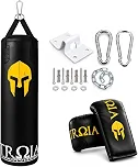 SACO DE PANCADA PROFISSIONAL TROIA + LUVA + SUPORTE (120)