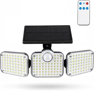 Luminária Solar Led Parede Refletor Fotovoltaica com Sensor de Movimento Luminária Solar 3000mAh à Prova D’Água com Controle Remoto Para Paredes ou Gramados Área Externa Dobravel.