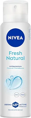 NIVEA Desodorante Antitranspirante Aerossol Fresh Natural 150ml - Proteção prolongada de 48h, sensação de refrescância, cuidado suave, sem alumínio, corantes e conservantes