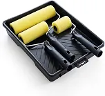 Kit 3 Rolos de Espuma P/Pintura com Bandeja, 5/9/15cm, Amarelo