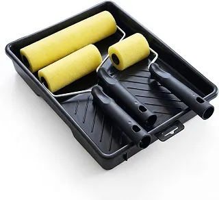 Kit 3 Rolos de Espuma P/Pintura com Bandeja, 5/9/15cm, Amarelo