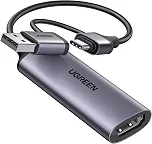 UGREEN Placa de captura Full HD 1080P 60FPS HDMI para USB A/Tipo C Placa de captura de vídeo 4K para streaming, gravação, jogos, compatível com Switch, PS4, PS5, Xbox, funciona com PC/Windows