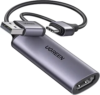 UGREEN Placa de captura Full HD 1080P 60FPS HDMI para USB A/Tipo C Placa de captura de vídeo 4K para streaming, gravação, jogos, compatível com Switch, PS4, PS5, Xbox, funciona com PC/Windows