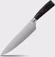Faca de Chef 8' em Aço Inoxidável, Cabo Ergonômico, Preta