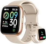 Bettdow SmartWatch Feminino 1.83' Full Touch, Assistente de voz Alexa, IP68 à Prova d'Água, Ligações Bluetooth, 100+ Modos Esportivos, Notificações Inteligentes, Compatível com iOS/Android (Ouro rosê)