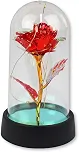 Rosa Encantada na Cúpula com Luz LED 15cm – Decoração Romântica e Iluminação Elegante para Quartos e Salas