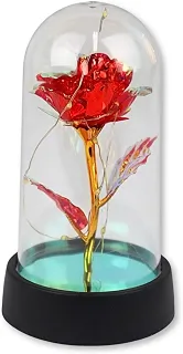 Rosa Encantada na Cúpula com Luz LED 15cm – Decoração Romântica e Iluminação Elegante para Quartos e Salas