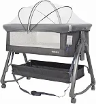 Berço Portátil Moises Co-bed Dobrável Com Abertura Lateral Balanço Mosquiteiro e Cesto até 9kg Cinza KaBaby