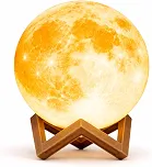 Luminária Lua Cheia 3D Luz Noturna LED com Base de Plástico Luz Noturna Decorativa Realista para Quarto Sala e Escritório Presente Criativo e Aconchegante 10cm Original