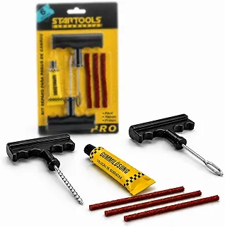 Kit Reparo Pneu Sem Câmara Carro e Moto Remendo Completo