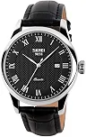 Relógio de pulso masculino analógico de quartzo, numerais romanos, casual, com calendário clássico, 30 m, impermeável, confortável, couro