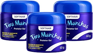 Kit 3 Tira Manchas Protetor Gel Softhair Tintura Henna Testa Orelhas Maos Removedor Pele Cabelo 60g