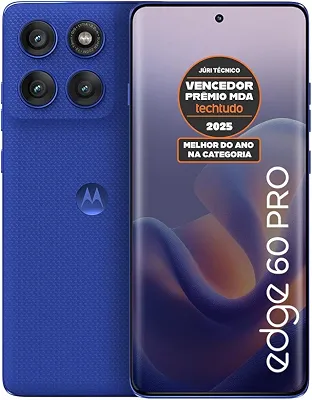 Smartphone Motorola Edge 60 PRO 5G - 256GB 24GB (12GB RAM+12GB Ram Boost) Tela Quad-Curve moto AI 50MP Sony Camera ultrarresistencia militar IP68 + IP69 - Azul Marinho