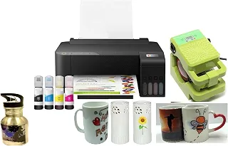 Impressora Sublimação Super-Tank para Canecas Personalizadas - 10.000 Páginas, Inclui Máquina de Prensa e Acessórios