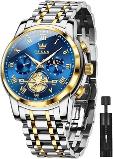relógio masculino cronógrafo profissional - quartzo com data, pulseira em aço inoxidável, resistente à água 30m e luminoso - presente executivo